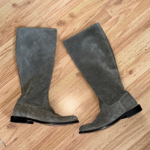 Moschino Grey Suede Knee High Boots Size 36.5 - Picture 1 of 8